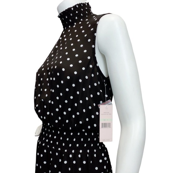 NANETTE Lepore Women's Sz 4 Polka Dot Black White Sleeveless Ruffle Hem Dress - Picture 5 of 10